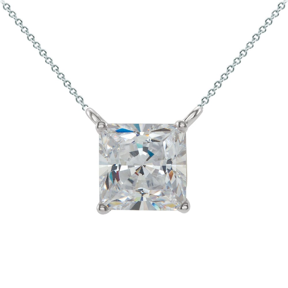 Necklaces and Pendants - Princess Cut Diamonds Tennis Necklace 1.15 Carat  Set in 14 Karat White Gold - PD7